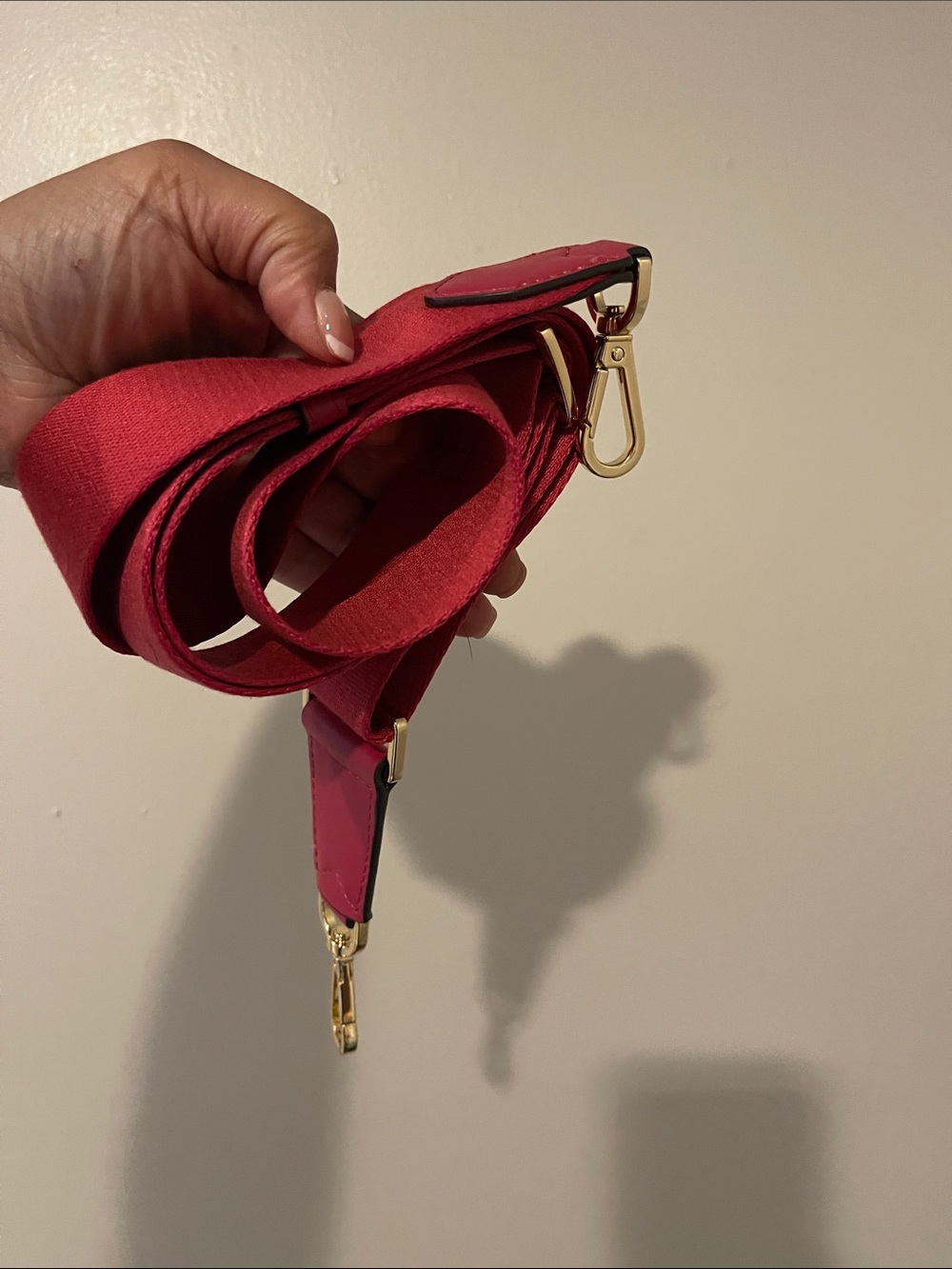 Micheal Kors raspberry and canvas Crossbody Strap with Gold Hardware